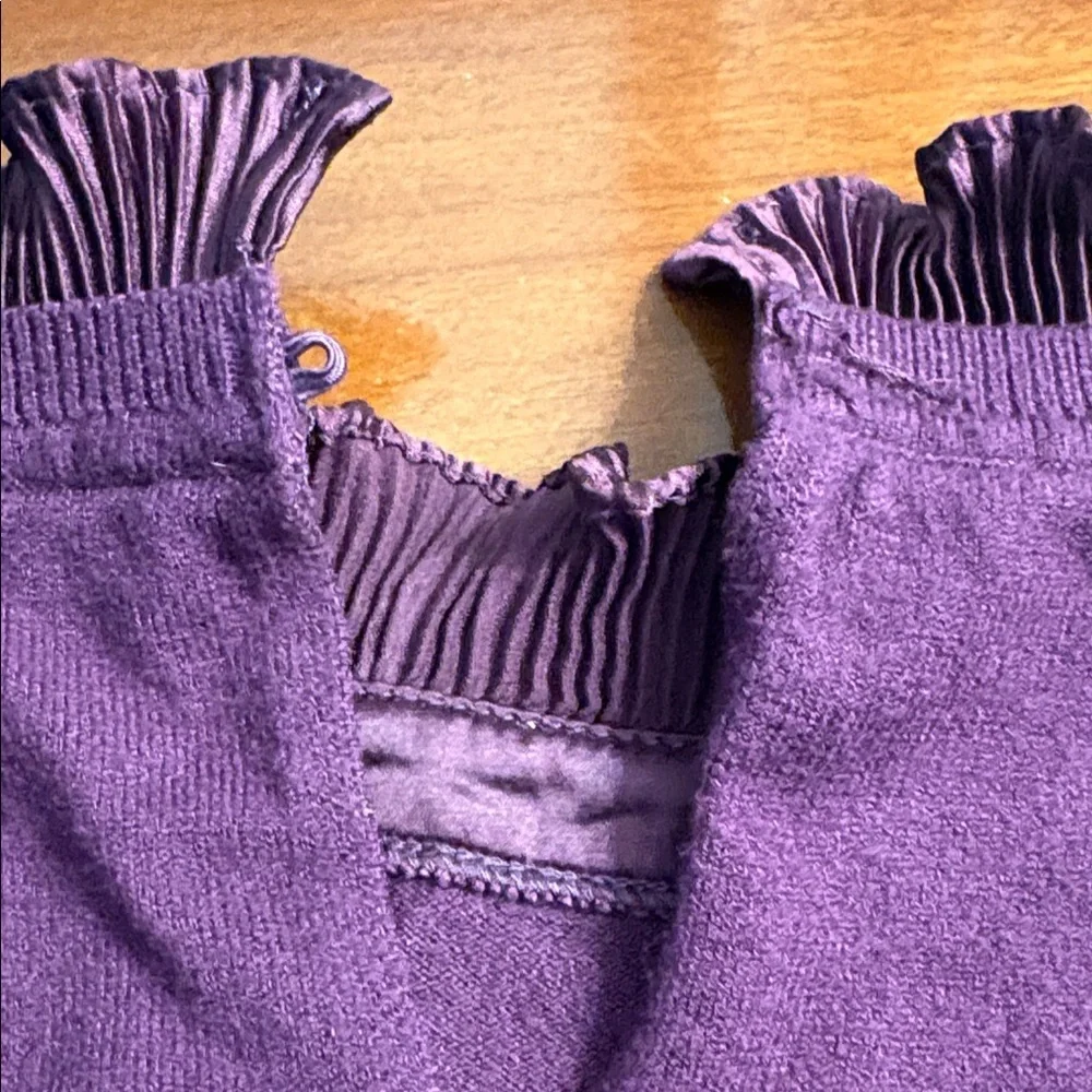 Sioni Women's Plum Sweater with Pleated Accents - Picture 5 of 7